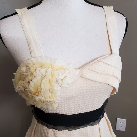 Anthropologie Deletta Dress Size XS Breakfasting Corsage Cream Waffle Knit Dance - Picture 4 of 12
